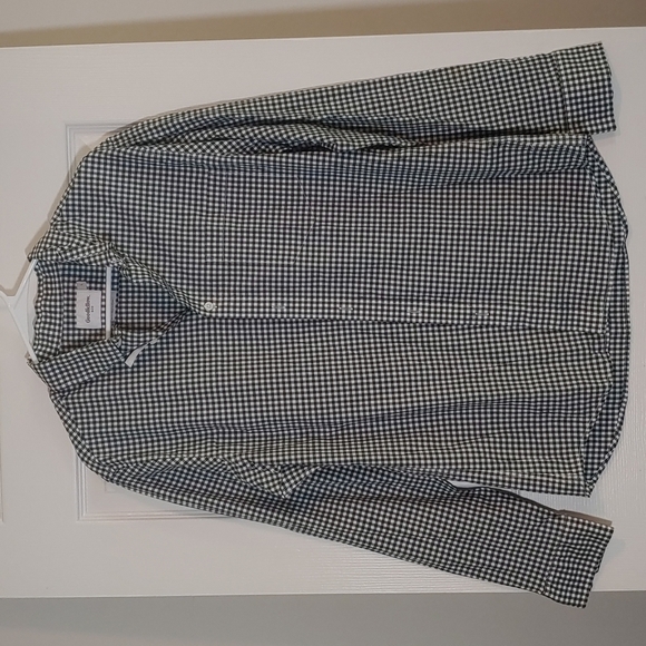 Goodfellow & Co Teal Checked Long Sleeve Button Down Standard Fit Shirt Size M - Picture 1 of 10